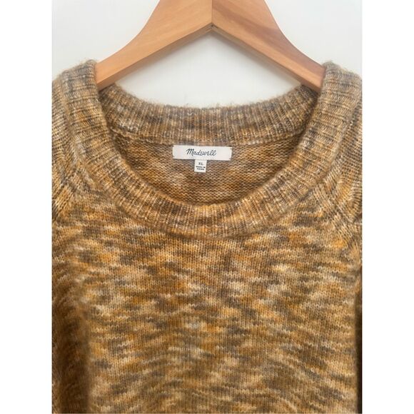 Madewell Crew Neck Space Dye Pleated Sleeve Wool Blend Sweater Cream/Tan Size XL - Picture 7 of 13